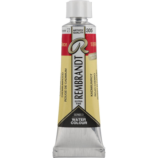 photo-Peinture aquarelle - Extra-fine - Rouge de cadmium - 305 - Rembrandt - Tube 10ml