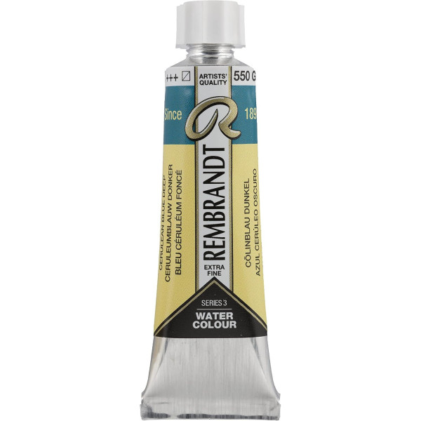 photo-Peinture aquarelle - Extra-fine - Bleu céruléum foncé - 550 - Rembrandt - Tube 10ml
