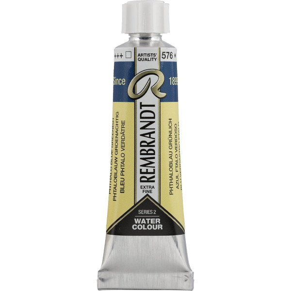 photo-Peinture aquarelle - Extra-fine - Bleu Phtalo vert - 576 - Rembrandt - Tube 10ml