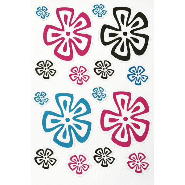 photo-Stickers - Muraux - Autocollants - Repositionnables - Motifs fleurs colorés - Décoration