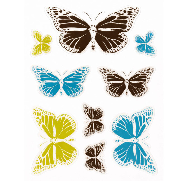 photo-Stickers - Muraux - Autocollants - Repositionnables - Motifs papillons colorés - Décoration