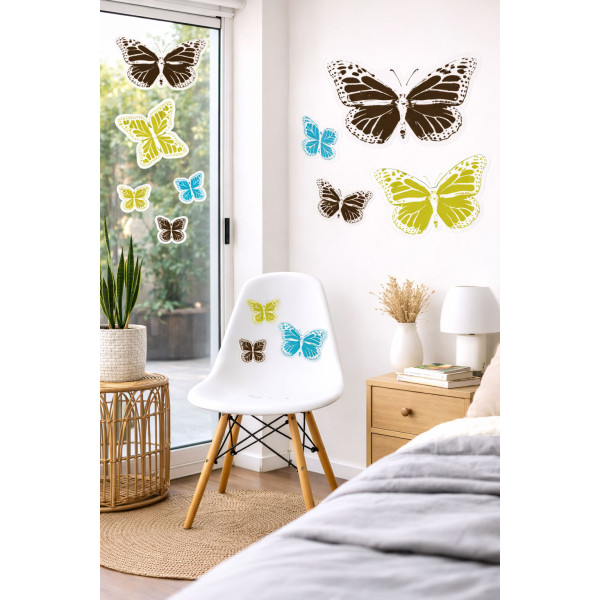 Stickers - Muraux - Autocollants - Repositionnables - Motifs papillons colorés - Décoration
