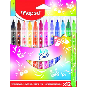 photo-12 feutres de coloriage - Pointe moyenne - Encre lavable - Mini Cute - Maped