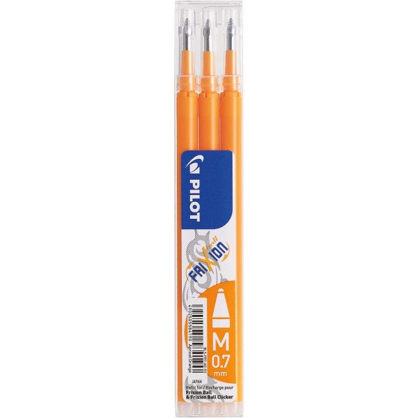 photo-Lot de 3 recharges FriXion pointe moyenne 0,7mm abricot Pilot