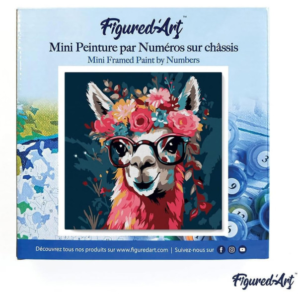 Peinture par numéro - Modèle Lama - 20x20cm - Toile tendue + pinceaux + peinture - Débutant - Figured'Art