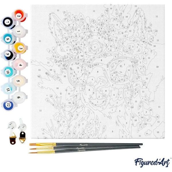 Peinture par numéro - Modèle Lama - 20x20cm - Toile tendue + pinceaux + peinture - Débutant - Figured'Art