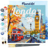 photo-Peinture par numéro - Affiche Londres - 20x20cm - Toile tendue + pinceaux + peinture - Intermédiaire - Figured'Art
