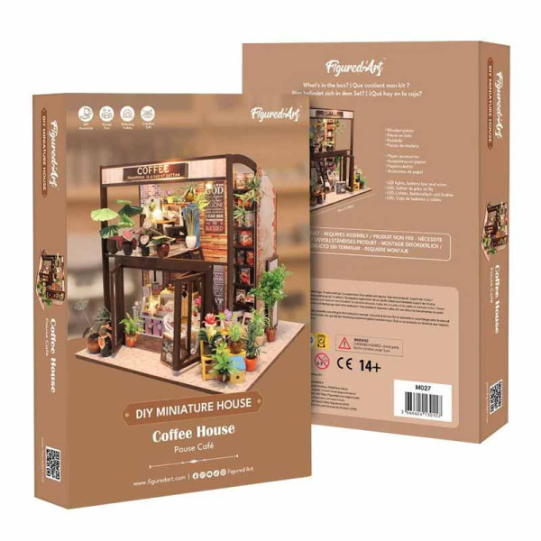Maquette à construire - Maison miniature - Coffee shop - 18x20x19,7cm - 232 pièces