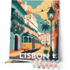 Peinture par numéro - Affiche Lisbonne vintage - 40x50cm - Toile tendue + pinceaux + peinture - Intermédiaire - Figured'Art