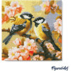 Diamond painting - Support cadre en toile - Modèle couple d'oiseaux - 25x25cm - Figured'Art
