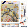 Diamond painting - Support cadre en toile - Modèle couple d'oiseaux - 25x25cm - Figured'Art