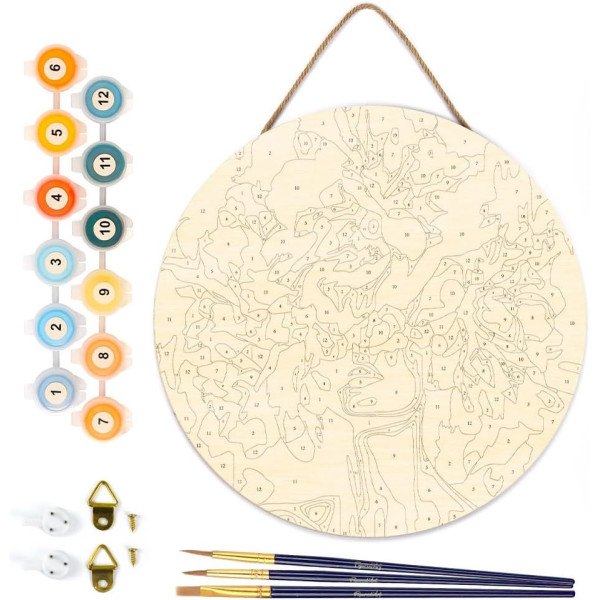 Diamond painting - Support disque en bois - Modèle beauté fleurie - 30cm diamètre - Figured'Art