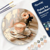 Diamond painting - Support disque en bois - Modèle café du matin - 30cm diamètre - Figured'Art