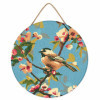 photo-Diamond painting - Support disque en bois - Modèle oiseau sur branche - 30cm diamètre - Figured'Art