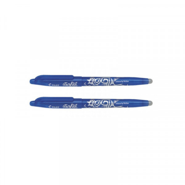 2 stylos FriXion Ball pointe moyenne 0.7mm bleu Pilot + stickers