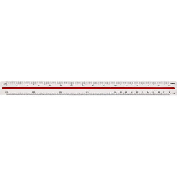 Règle triangulaire - Kutch - Echelles de réduction 1:500 1:1000 1:1250 1:1500 1:2000 1:2500 - Maped