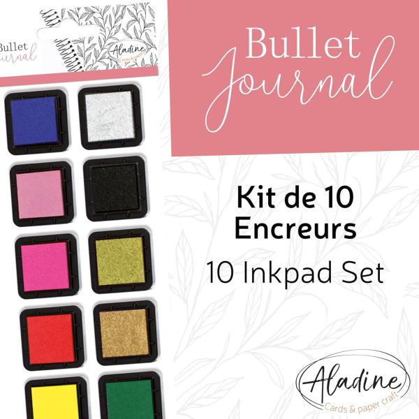 Mini encreurs - 10 couleurs assorties - Idéal bullet journal et loisirs créatifs - Aladine