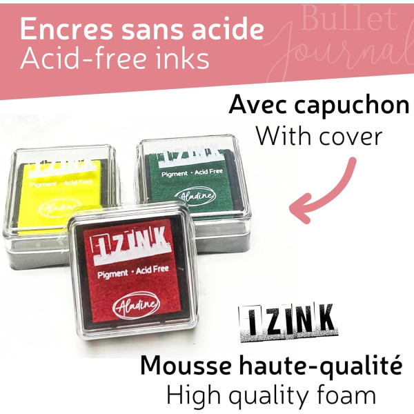 Mini encreurs - 10 couleurs assorties - Idéal bullet journal et loisirs créatifs - Aladine