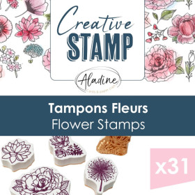 Tampons - Thème fleurs - Mousse et caoutchouc - 31 modèles - Loisirs créatifs - Aladine