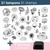 Tampons - Thème fleurs - Mousse et caoutchouc - 31 modèles - Loisirs créatifs - Aladine