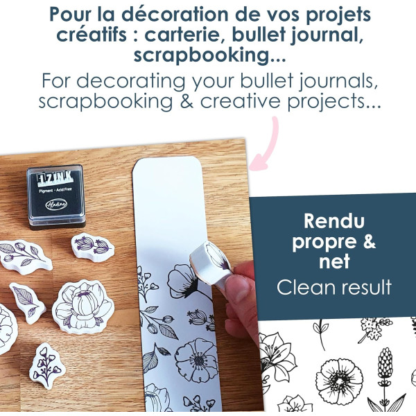 Tampons - Thème fleurs - Mousse et caoutchouc - 31 modèles - Loisirs créatifs - Aladine