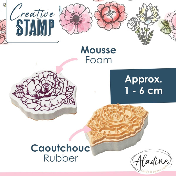 Tampons - Thème fleurs - Mousse et caoutchouc - 31 modèles - Loisirs créatifs - Aladine
