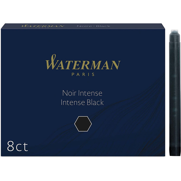 photo-8 cartouches d'encre - Noir intense - Long - Stylo plume - Waterman