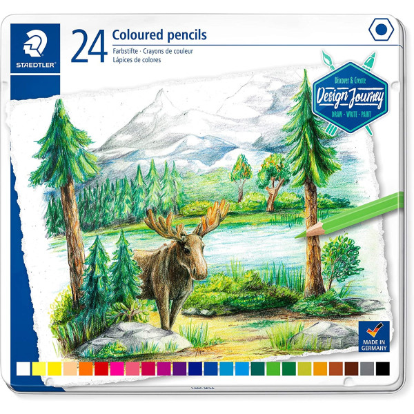 photo-24 crayons de couleur - Beaux-Arts - Mine 3mm - Boîte métal - Staedtler