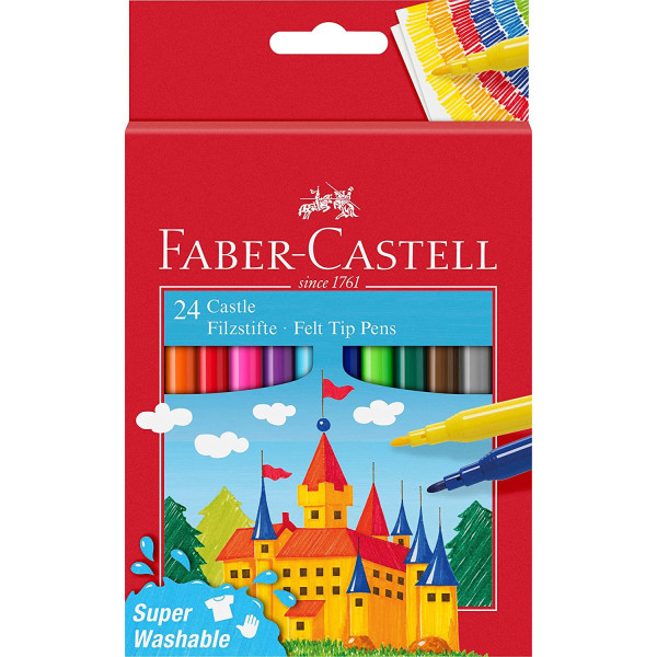 photo-24 feutres de coloriage - Pointe moyenne - Encre lavable - Faber-Castell