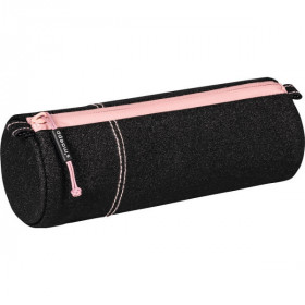 photo-Grande trousse scolaire - Ronde - Noir avec paillettes - 22 x 8 cm - Brunnen