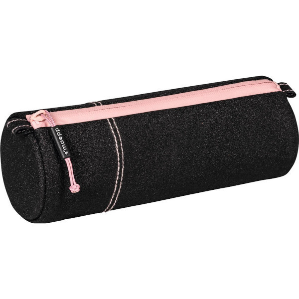 photo-Grande trousse scolaire - Ronde - Noir avec paillettes - 22 x 8 cm - Brunnen