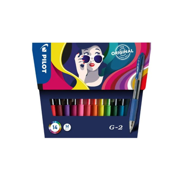 photo-14 stylos roller - G-2 - Pilot - Encre gel - Pointe moyenne - Assortiment