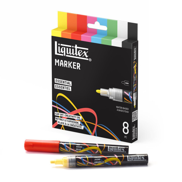 Marqueurs - Peinture acrylique - Couleurs essentielles - Pointe ronde 2mm - Lot de 8 - Liquitex