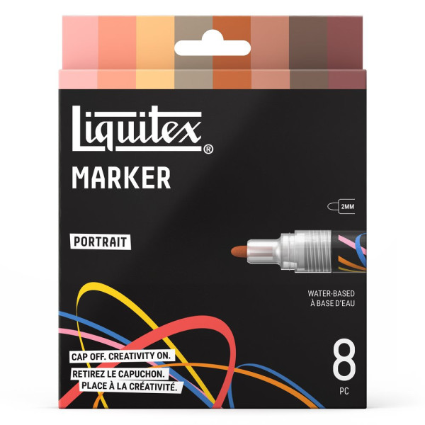 photo-Marqueurs - Peinture acrylique - Couleurs portrait - Pointe ronde 2mm - Lot de 8 - Liquitex