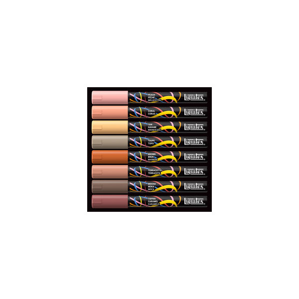 Marqueurs - Peinture acrylique - Couleurs portrait - Pointe ronde 2mm - Lot de 8 - Liquitex