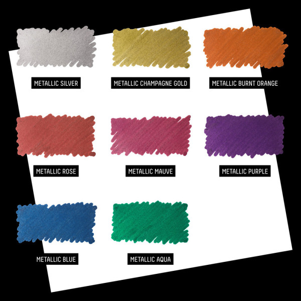 Marqueurs - Peinture acrylique - Couleurs métalliques - Pointe ronde 2mm - Lot de 8 - Liquitex