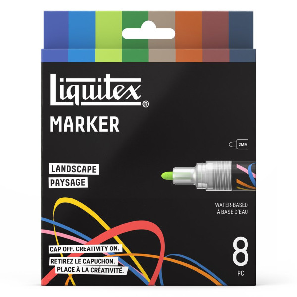 photo-Marqueurs - Peinture acrylique - Couleurs paysage - Pointe ronde 2mm - Lot de 8 - Liquitex