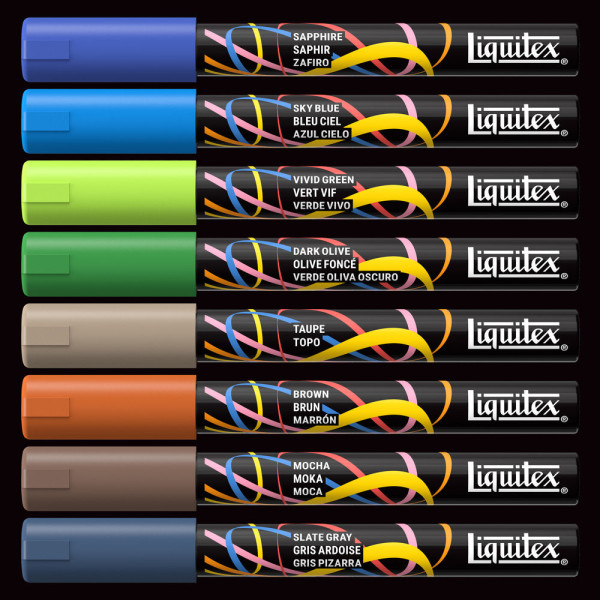 Marqueurs - Peinture acrylique - Couleurs paysage - Pointe ronde 2mm - Lot de 8 - Liquitex