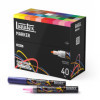 Marqueurs - Peinture acrylique - Boîte de 40 couleurs - Pointe ronde 2mm - Tous supports - Liquitex