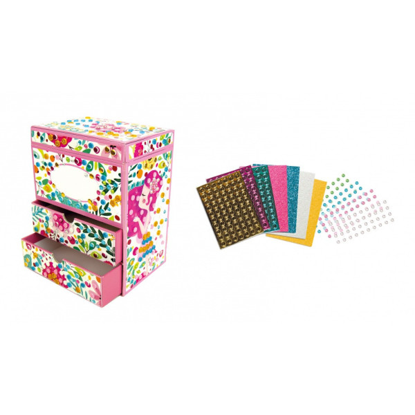 Jeu créatif - Coffret à bijoux à décorer - Strass colorés - Dès 5 ans - Loisirs créatifs