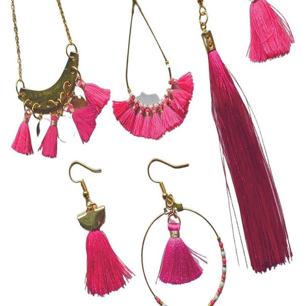 Jeu créatif - Bijoux à créer - Boucles d'oreilles et collier avec pompons - Dès 10 ans - Loisirs créatifs