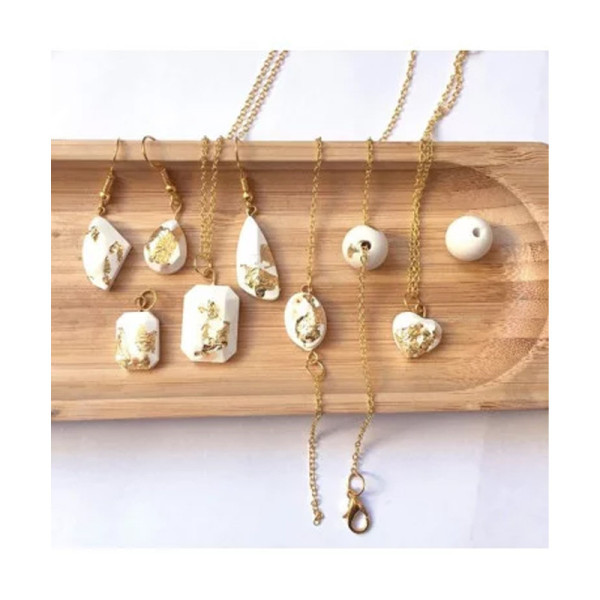 Jeu créatif - Bijoux à créer - Colliers et pendentifs ciment et feuilles d'or - Dès 10 ans - Loisirs créatifs