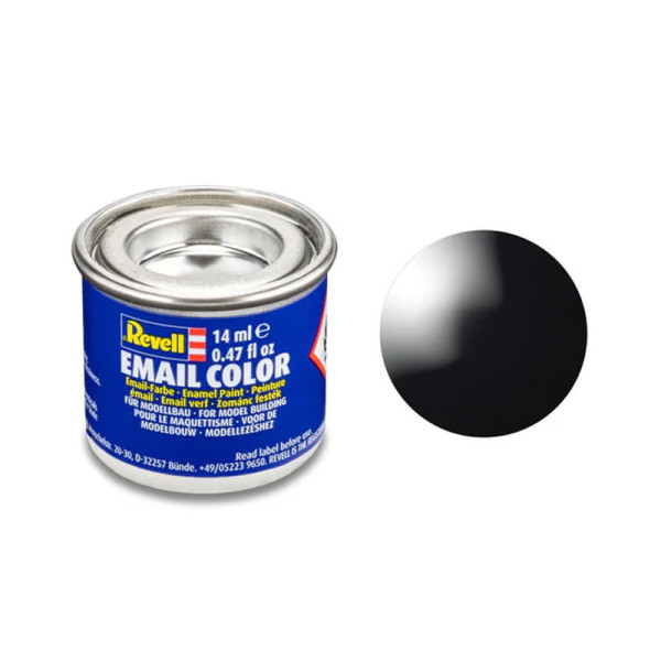 photo-Peinture émail - Noir brillant - RAL 9005 - Maquette - Modélisme - Revell - Pot 14ml