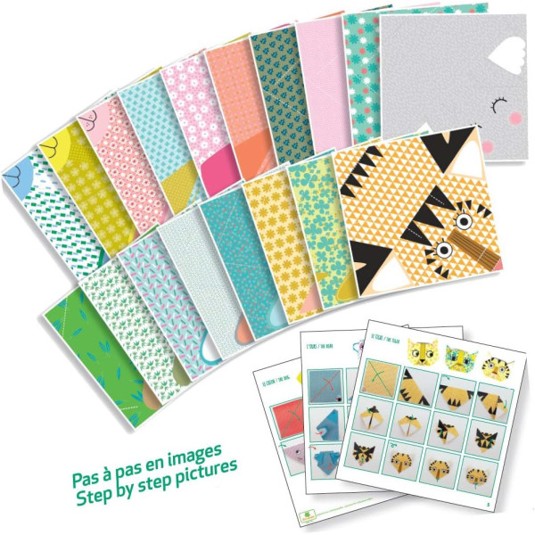 Kit pour créer des origamis - Animaux en papier - 18 modèles - Dès 5 ans - Sycomore