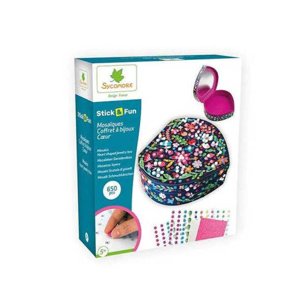 Coffret à bijoux en forme de cœur - A décorer - Mosaïques - Dès 5 ans - Sycomore