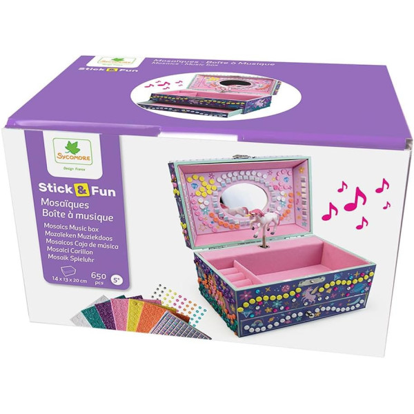 Boîte à musique - A décorer - Avec mosaïques et strass - Dès 5 ans - Sycomore