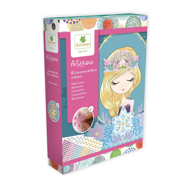 photo-Couronnes de fleurs à décorer - 6 modèles - Strass et stickers - Dès 4 ans - Sycomore