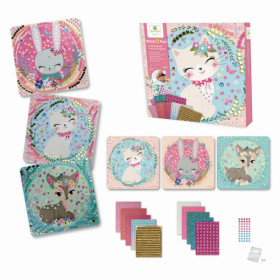 Jeu créatif - Mosaïques à coller - 3 tableaux animaux mignons - Dès 5 ans - Loisirs créatifs