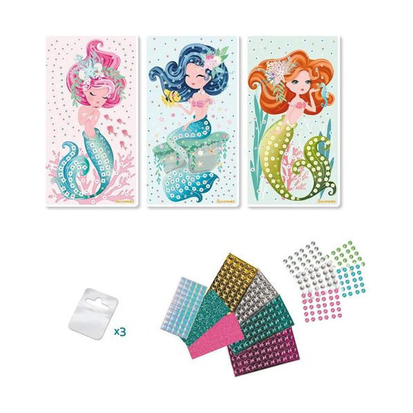 Jeu créatif - Mosaïques à coller - 3 tableaux sirènes - Dès 5 ans - Loisirs créatifs
