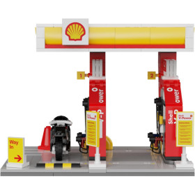 Maquette - Station service Shell - 305 pièces + 1 moto incluse - 19,5x11cm - CaDA